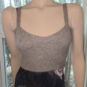 Zara Brown Knit Scoop Neck Stretch Sleeveless Pullover Crop Sweater Tank Top S